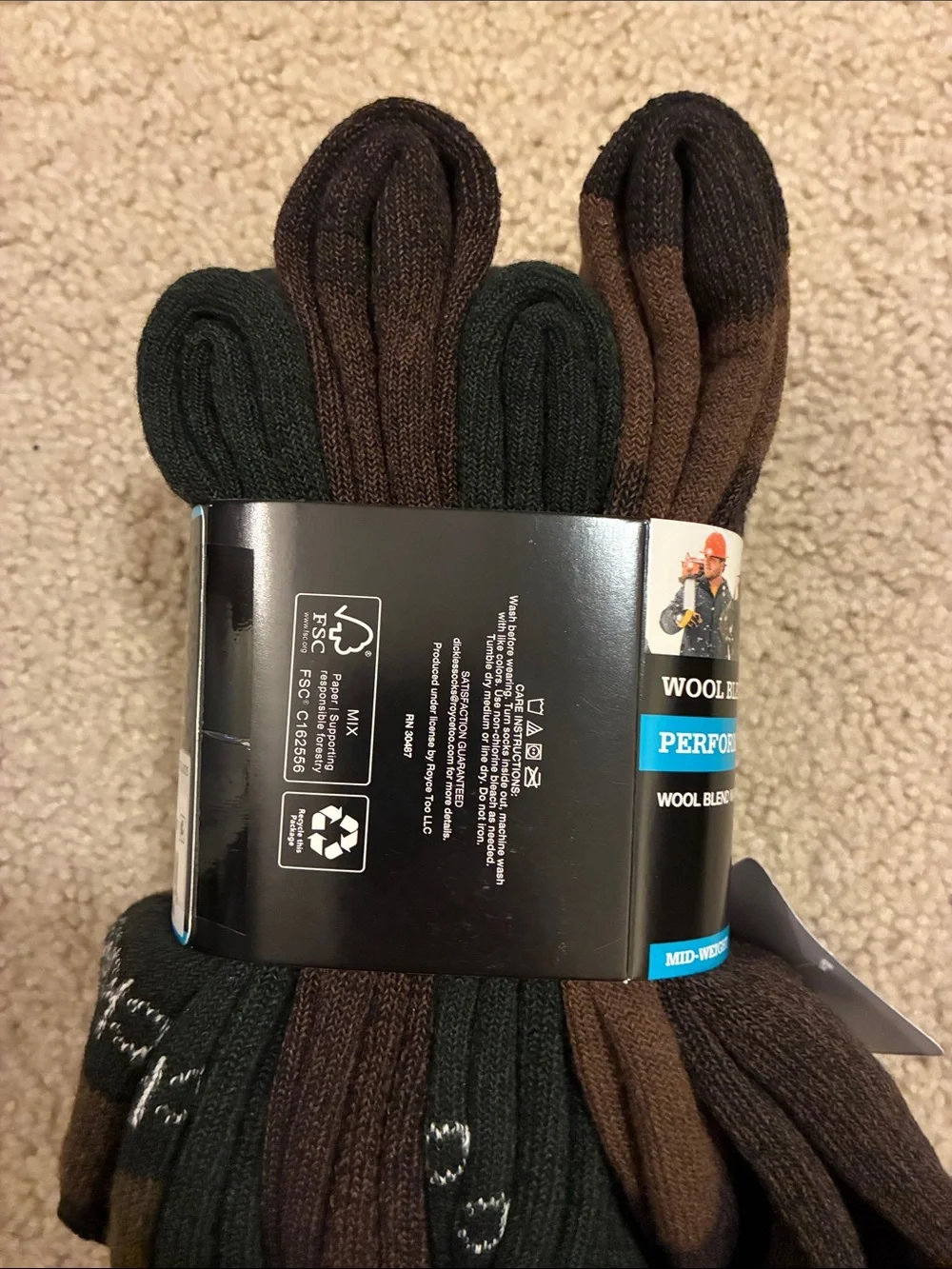 Dickies Brown Thermal Wool-Blend Crew Socks - 4 Pack